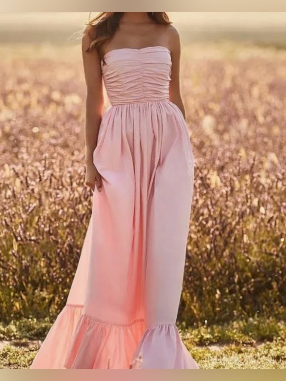 Alamour Pink Strapless Maxi Dress